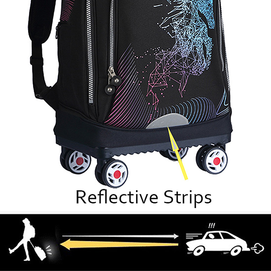 Night Reflective Strips for Rolling Backpack